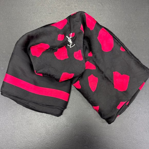 Yves Saint Laurent Accessories - LUXURY! Yves St. Laurent Large Black and Red Silk Scarf